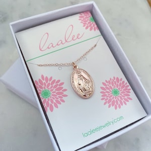 14k Rose Gold Filled Religious Necklace, Religious Jewelry, Catholic Gifts, Gift For Teacher, Miraculous Medal Necklace, Christmas Gift