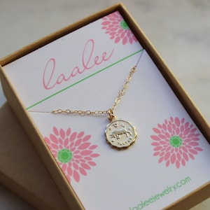 Taurus, Taurus Necklace, Gold Taurus Jewelry, Taurus Coin Necklace, Taurus Zodiac Necklace, Taurus Celestial Jewelry, Taurus Gift