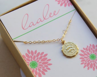 Piscis, Piscis collar, joyería de piscis de oro, collar de monedas de Piscis, collar del zodiaco de Piscis, joyería celestial de Piscis, regalo de Piscis, astrología