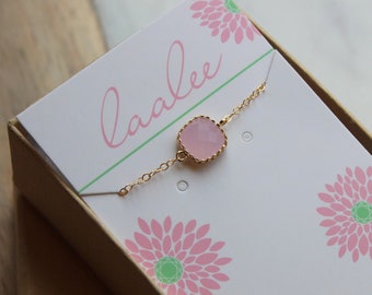 Gold Pink Ketting, Dainty Blush Ketting, Blush Bruidsmeisje Sieraden, Baby Pink Sieraden, Bruidsfeest Cadeau, Bruidsmeisje Ketting Cadeau onder 25