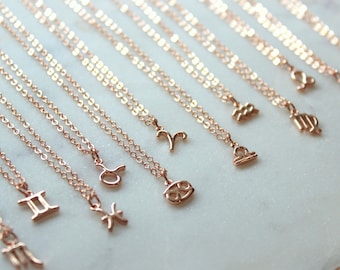 Rose Gold Zodiac Necklace, Zodiac Jewelry, Constellation Necklace, Zodiac Sign Necklace, Astrology Necklace, Zodiac Personalized Jewelry