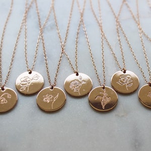 Rose Gold Birth Flower Necklace, Birth Flower Jewelry, Personalized Mother&#39;s Day Gift, Birthday Gift Birth Month Flower Mother&#39;s Day Jewelry