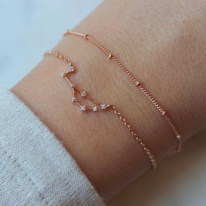 Personalized Gift, Celestial Jewelry, Rose Gold Zodiac Bracelet, Zodiac Sign, Constellation Christmas Gift Astrology Bracelet Zodiac Jewelry