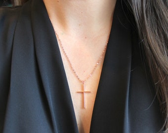 Rose Gold Cross Necklace, Rose Gold Cross Jewelry, 21st Birthday Gift, Best Godmother Gifts, Gift for Godmother, Mother In Law Gift