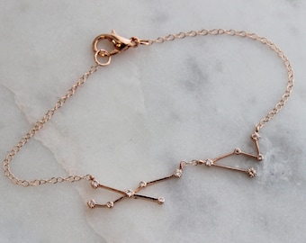 Double Zodiac Bracelet, Two Zodiac Bracelet, Rose Gold Zodiac Bracelet, Two Constellations, Couples Bracelet, Couple Bracelets, Trendy Gift