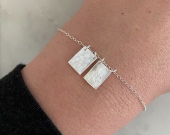 Bracelet scapulaire en argent sterling, bijoux scapulaires, bracelet Vierge Marie, cadeau religieux, bijoux catholiques, bijoux religieux, cadeau de Noël