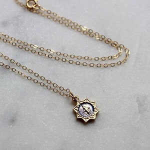 Gold Mary Necklace, Mary Pendant Necklace, Mother of God Necklace, Virgin Mary Necklace, Gold Miraculous Medal, Blessed Mother Jewelry