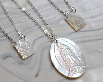 Collana Vergine Maria, Collana Madreperla, Collana Scapolare, Collana Religiosa, Beata Madre Maria, Collana Cristiana Regalo Cattolico