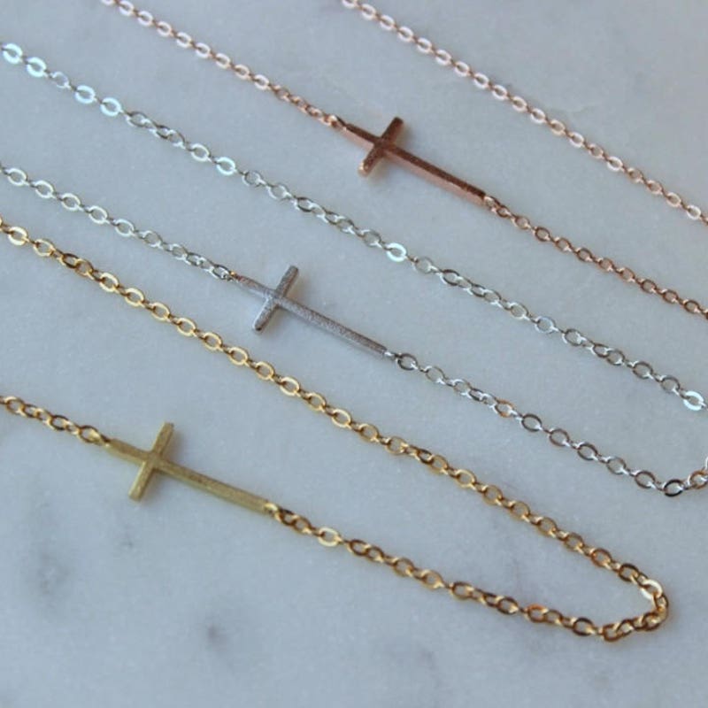 Sideways Cross Necklace, Sideways Cross, Sideway Cross Necklace, Sideways Necklace, Cross Jewelry, Jewelry Gift under 25, Cross Gift Ideas