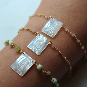 Virgin Mary Bracelet, Virgin Mary Jewelry, Rosary Bracelet, Rosary Chain Jewelry, Scapular Jewelry, Baptism Gift, Confirmation Gift