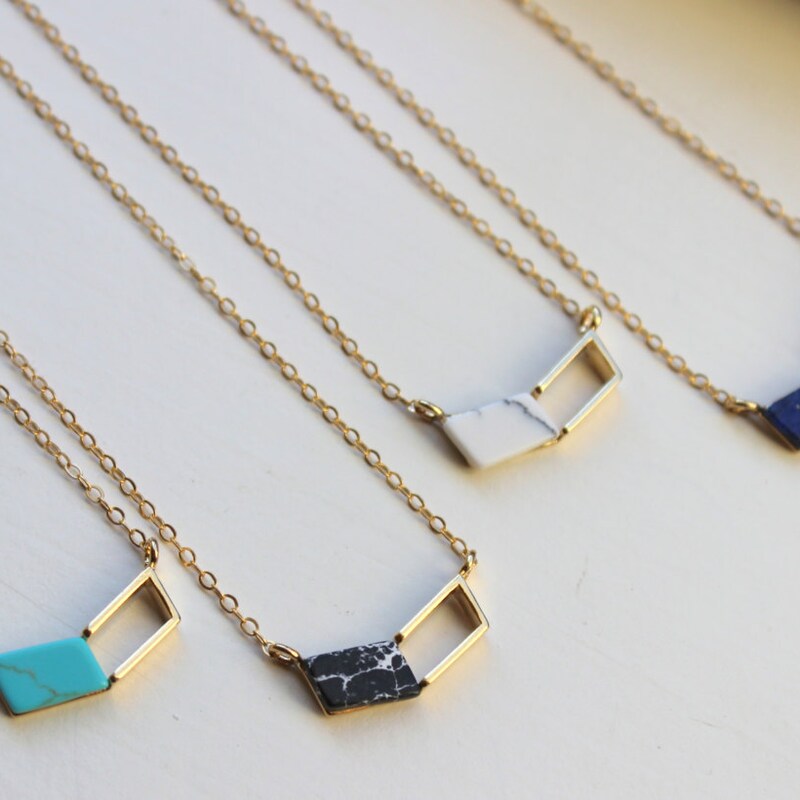 Classic Gold Geometric Chevron Triangle Link Joined Necklace Jewelry 10pcs-N014