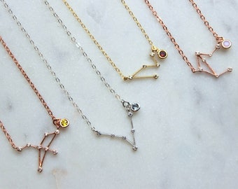 Birthstone Personalized Gift, Zodiac Necklace, Zodiac Jewelry, Birthstone Necklace, Bridesmaid Personalized Jewelry, Constellation Necklace