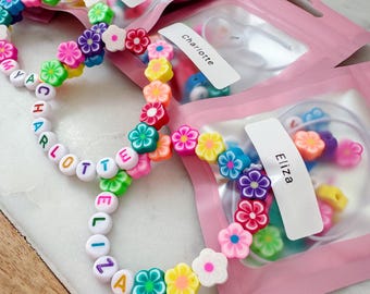 Flower Bracelet, Hawaiian Luau Favor, Girl Birthday Party Favor, Jewelry Making Kit, Friendship Bracelets, Hawaiian Luau Party Activity