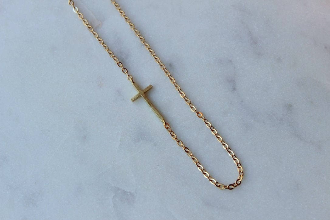 Sideways Cross Necklace, Sideways Cross, Sideway Cross Necklace, Sideways Necklace, Cross Jewelry, Jewelry Gift under 25, Cross Gift Ideas