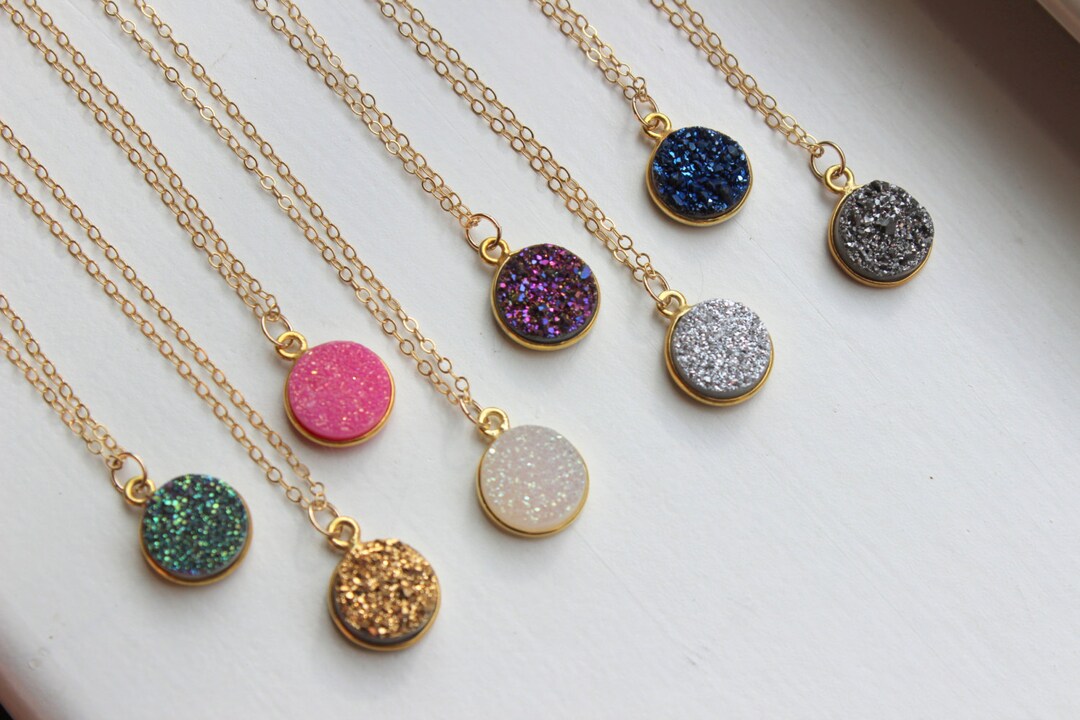Love poppy druzy necklace Clearance