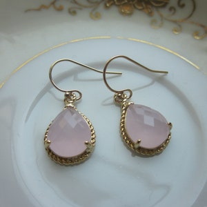 Pink Opal Earrings Gold Pink Teardrop Earrings Bridesmaid Earrings Wedding Earrings Valentines Day Gift image 4