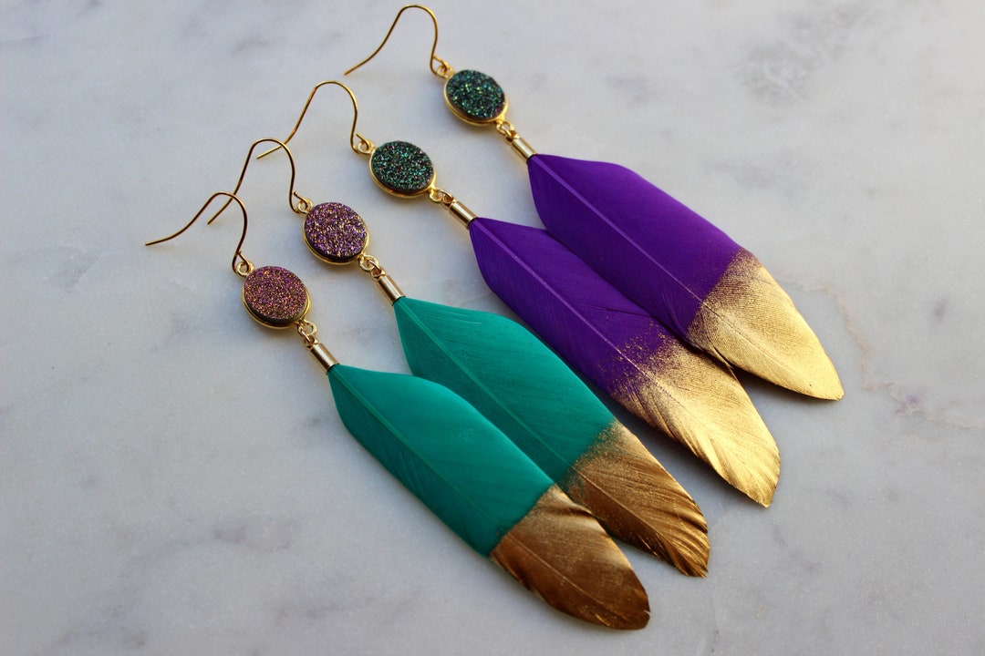 Mardi Gras Statement Gem Wing Earrings main image 0