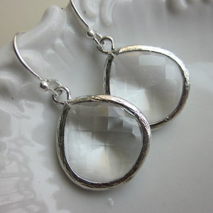 Crystal Clear Ohrringe Silber große Anhänger - Sterling Silber Ohrhaken - Hochzeitsohrringe - Braut Ohrringe - Brautjungfer Ohrringe
