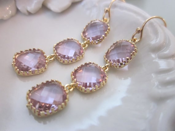 Buy Lavender Earrings Gold Purple Earrings Bridesmaid Earrings
