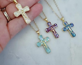 14k Gold Filled Cross Necklace, Religious Necklace, Crucifix Necklace, Cross Pendant, Catholic Jewelry, Religious Jewelry, Christmas Gift