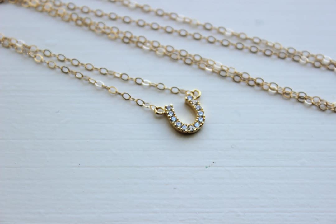 Dallas Horseshoe Necklace, Gold/Clear main image 0