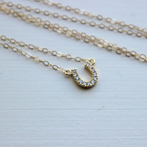 Gold Horseshoe Necklace - Gold Horse Shoe Jewelry - Horseshoe Charm - Simple Dainty Charm Necklace Jewelry - Gold Bridesmaid Gift under 25