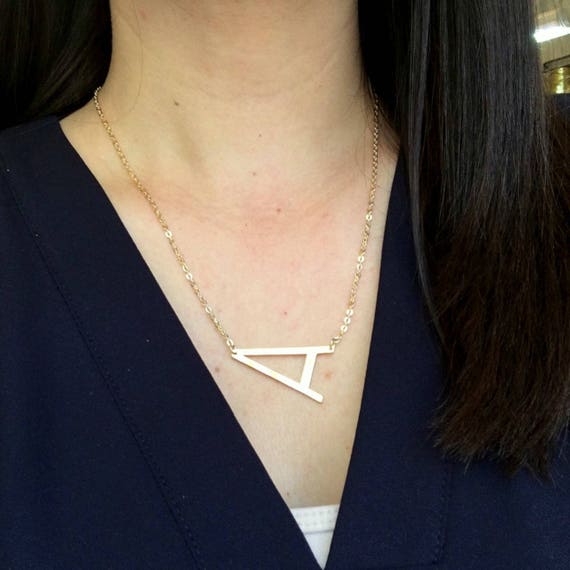 Initial Layered Necklace, Personalized Jewelry Gift, Sideways
