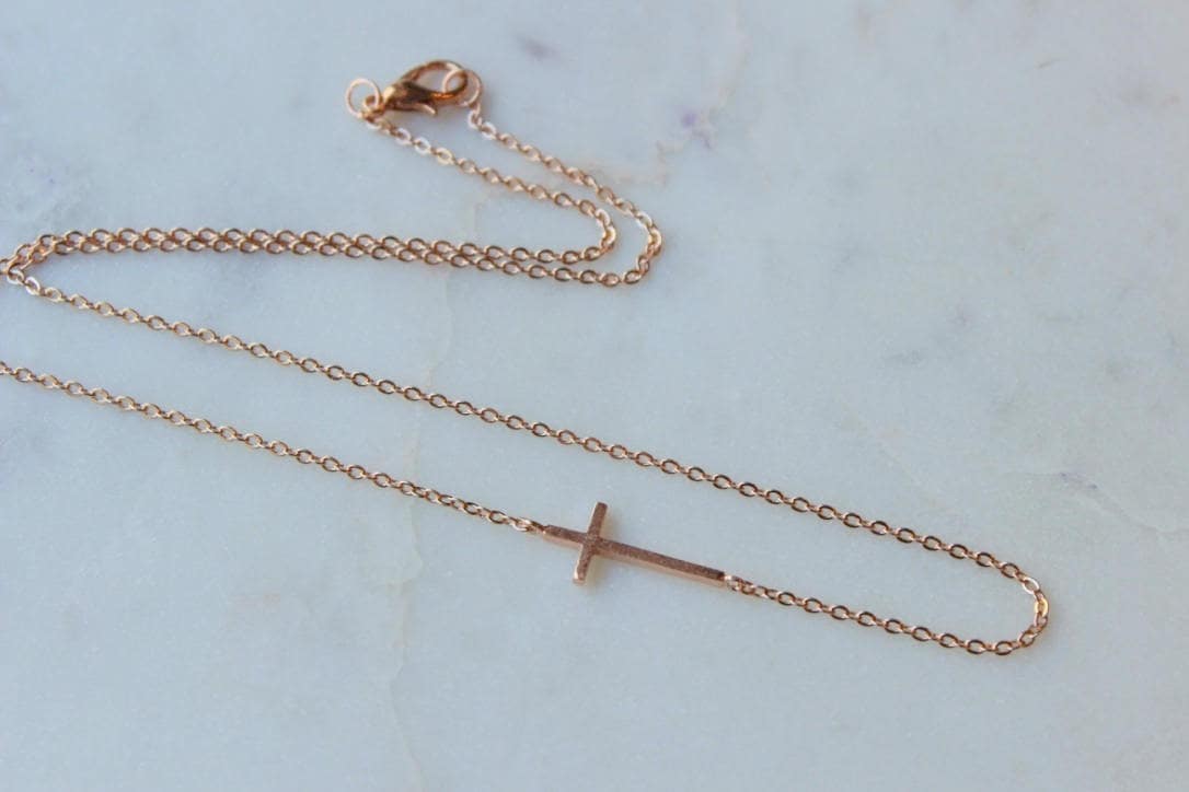 Sideways Cross Necklace, Sideways Cross, Sideway Cross Necklace, Sideways Necklace, Cross Jewelry, Jewelry Gift under 25, Cross Gift Ideas