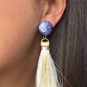 Purple and Gold Tassel Earrings, Gameday Earrings, Gameday Jewelry, Statement Earrings, Tassel Jewelry, Purple and Gold, Fringe Tassel