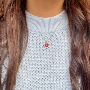 Gold Heart Necklace, Gold Heart Jewelry, Christmas Gift for Her, Jewelry for Her, Pink Heart, Gift for Lover, Valentines Day Gift Jewelry 画像 4