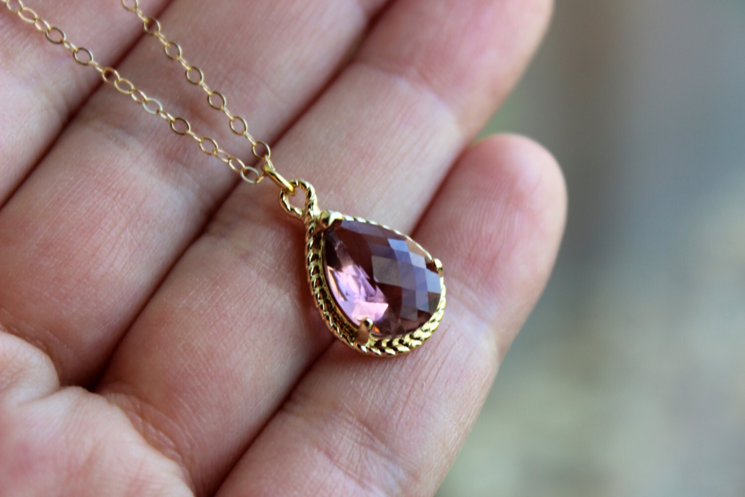 Gold Eggplant Necklace Purple Jewelry 14k Gold Filled Chain Etsy