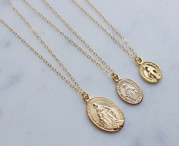 Buy ACC PLANET Virgin Mary Necklace Gold Plated Paperclip Chain Christian  Jewelry Rhinestone Miraculous Medal Pendant Gold Necklaces for Women  Mothers Day Online at desertcartINDIA