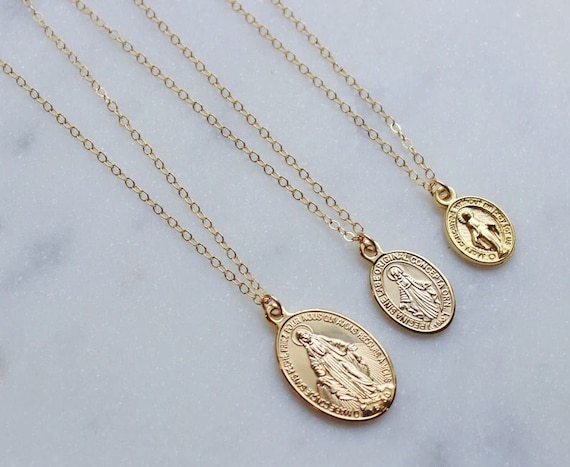 Buy ACC PLANET Virgin Mary Necklace Gold Plated Paperclip Chain Christian  Jewelry Rhinestone Miraculous Medal Pendant Gold Necklaces for Women  Mothers Day Online at desertcartINDIA