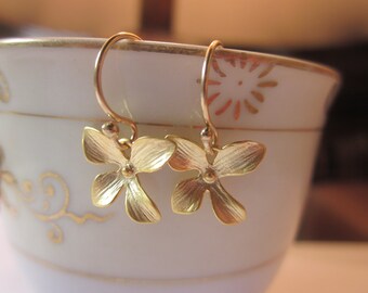 Gold Orchid Earrings Flower Jewelry - Bridesmaid Earrings - Bridal Earrings - Valentines Day Gift - Gift under 20