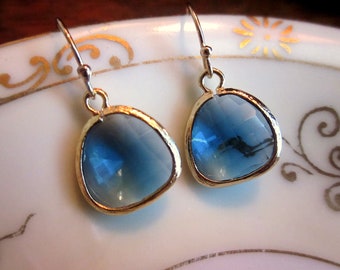 Pendientes azul zafiro oro marino - pendientes de dama de honor - pendientes de boda - pendientes de novia
