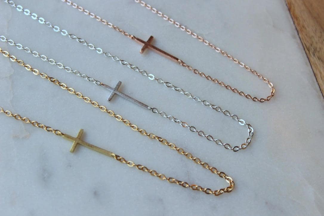 Sideways Cross Necklace, Sideways Cross, Sideway Cross Necklace, Sideways Necklace, Cross Jewelry, Jewelry Gift under 25, Cross Gift Ideas