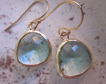 Prasiolite Earrings Green Gold Filled Earwires - Bridesmaid Earrings - Wedding Earrings - Valentines Day Gift