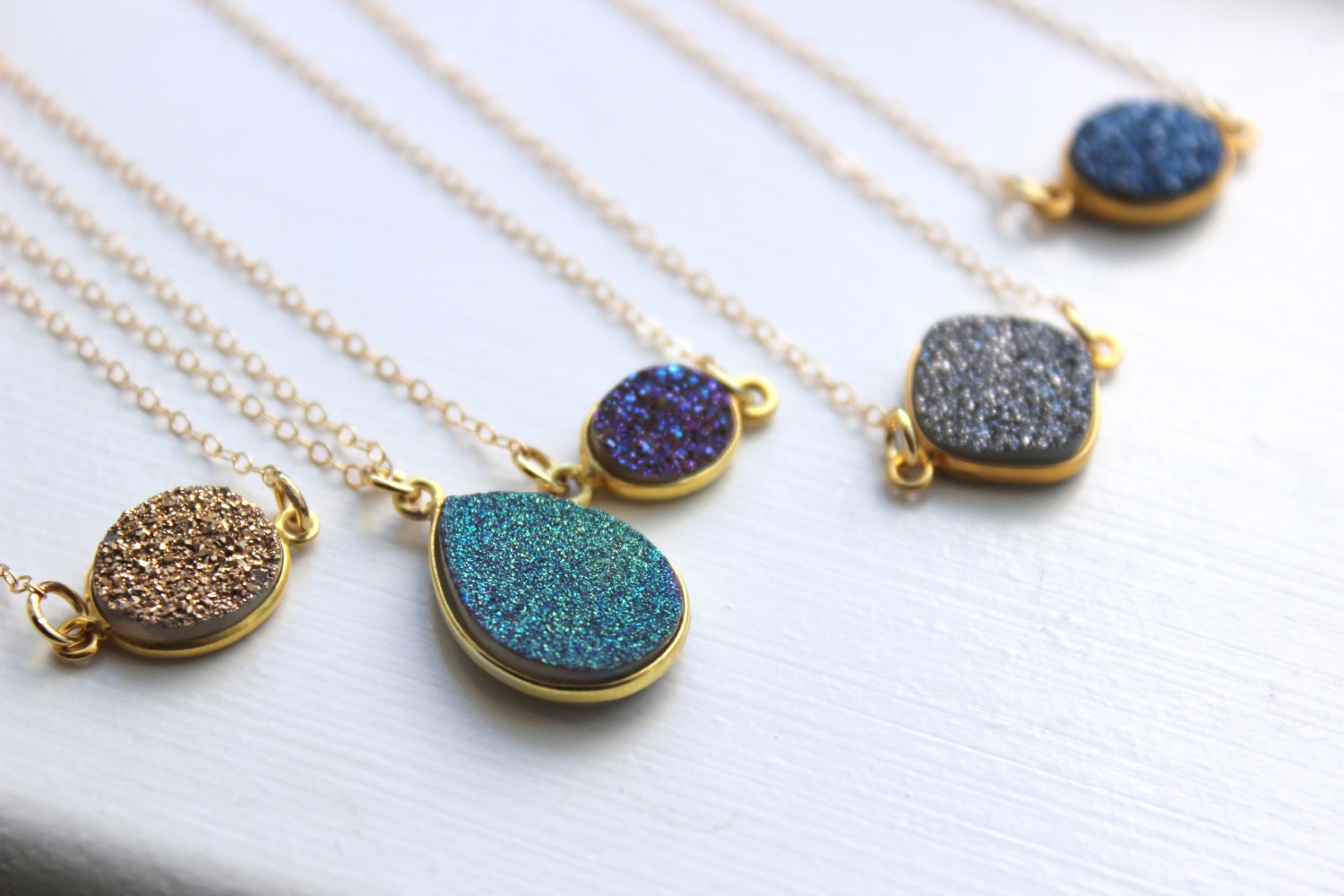 Gold Druzy Necklace Drusy Necklace Druzy Jewelry Drusy Etsy