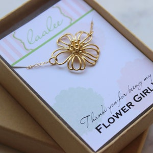 Pulsera de la niña de la flor, regalo de la niña de la flor, joyería de la niña de la flor, propuesta de la niña de la flor, gracias por ser mi niña de la flor, pulsera de la flor de oro