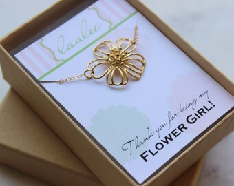 Pulsera de la niña de la flor, regalo de la niña de la flor, joyería de la niña de la flor, propuesta de la niña de la flor, gracias por ser mi niña de la flor, pulsera de la flor de oro
