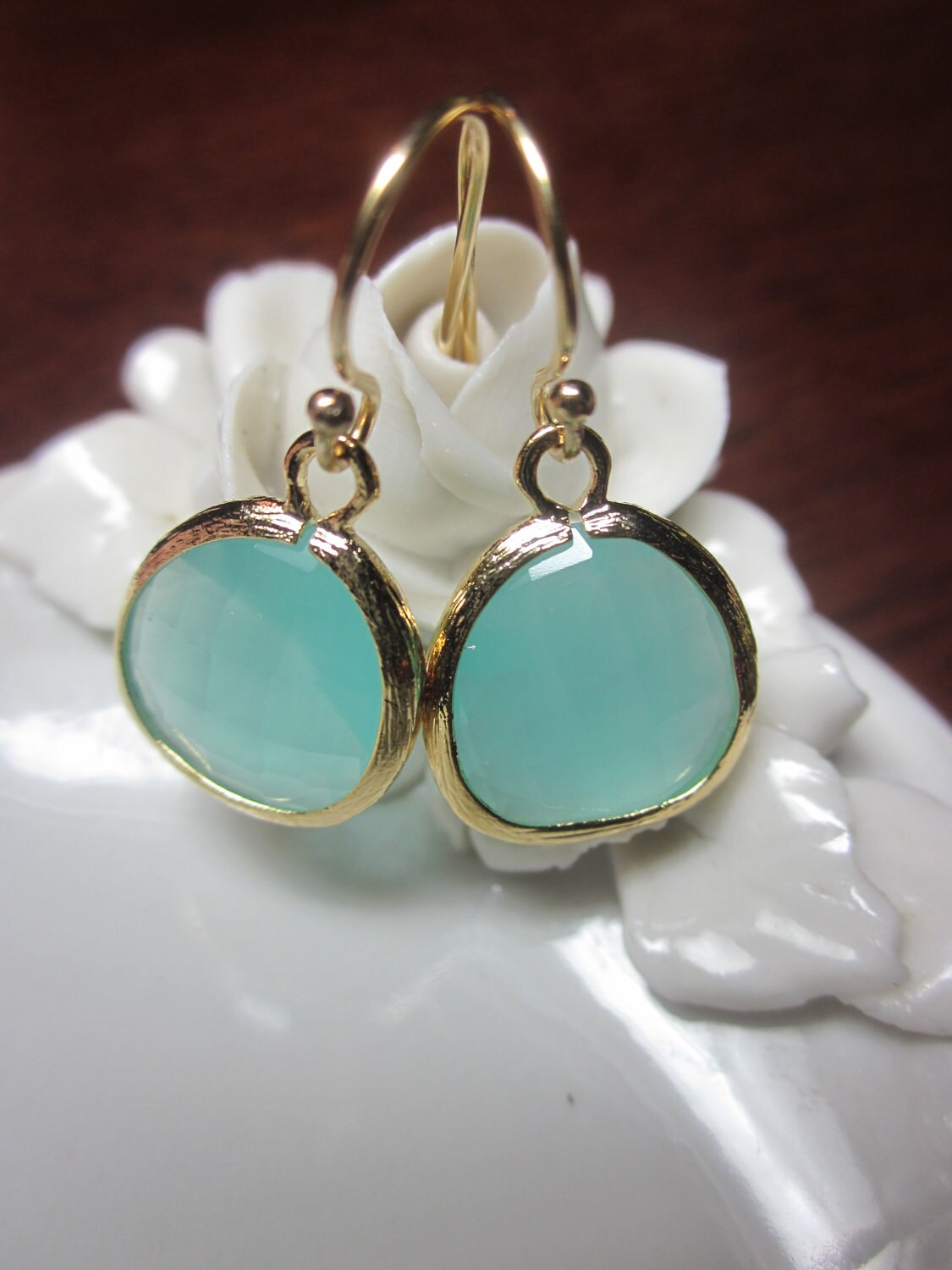 Pacific Aqua Mint Earrings Blue Bridesmaid Earrings Wedding Etsy