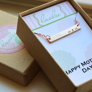 LISTO PARA ENVIAR las joyas del día de las madres, regalo del día de las madres, collar de la madre, joyería de la madre, collar de la barra de oro rosa, joyería de la barra de oro rosa, regalo del empuje