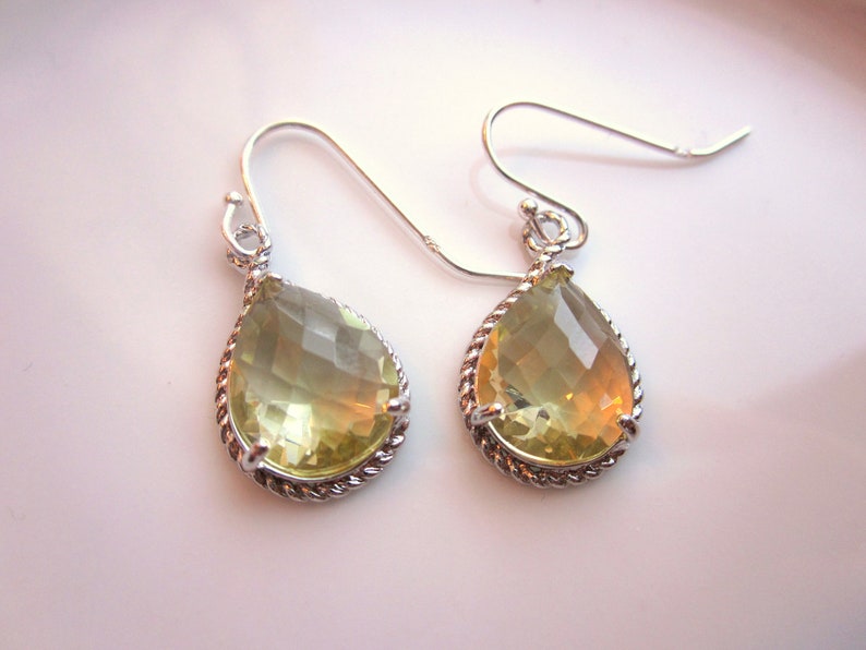 Citrine Earrings Yellow Silver Earrings Bridesmaid Earrings Wedding Earrings Valentines Day Gift image 5