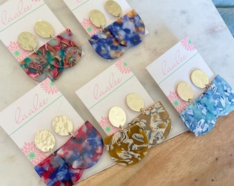 Fall Earrings Statement Earrings, Statement Jewelry, Acrylic Earrings, Half Moon Earrings, Colorful Earrings, Stud Earrings Christmas Gift