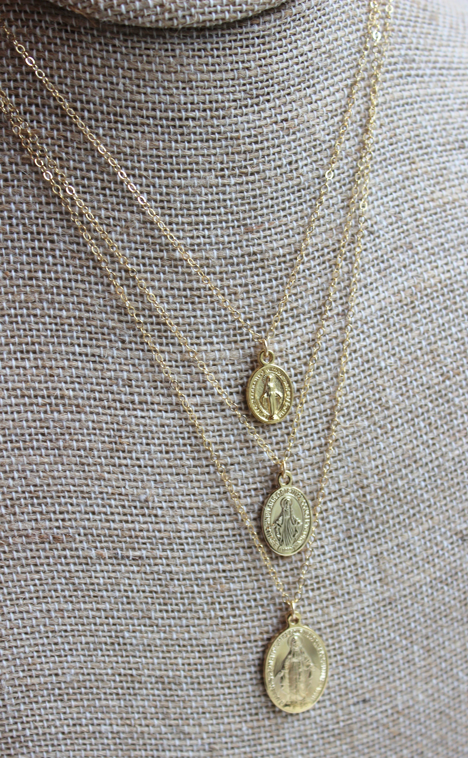 Gold Filled Virgin Mary Necklace Miraculous Medal Necklace, Blessed Mother Necklace, Gold Mary Necklace, Gold Mary Jewelry, Madonna Necklace