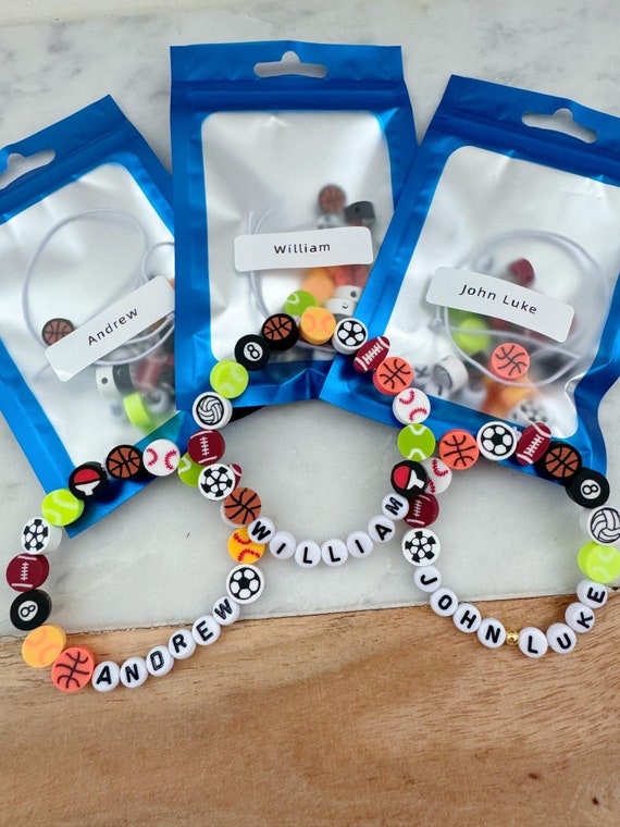 Sports Party Favors, Boy Bracelet Making, Boy Birthday Party Favor, Birthday Party Activity, Basketball Party, Baseball Party Football Party