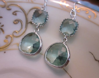 Prasiolite Earrings Silver Light Green Earrings - Sterling Silver Earwires - Bridesmaid Earrings Wedding Earrings Valentines Day Gift