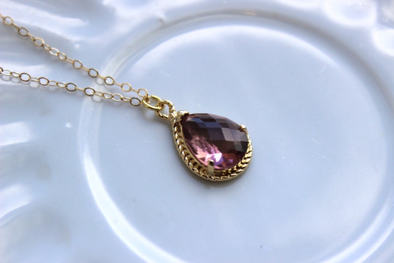 Gold Eggplant Necklace Purple Jewelry 14k Gold Filled Chain Etsy