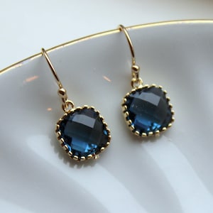 Dainty Earrings, Navy Blue Earrings, Sapphire Earrings, Something Blue, Bridesmaid Earrings, Bridesmaid Gift, Wedding Jewelry, Navy Jewelry