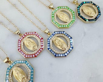 Virgin Mary Necklace, Religious Necklace, Religious Jewelry, Catholic Gift, Christmas Gift, Gift for Her, Stocking Stuffer, Gift for Mom